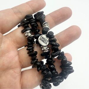 Kinsley Armelle Cluster Collection Silver Coal Bracelet Sets 3 Pieces